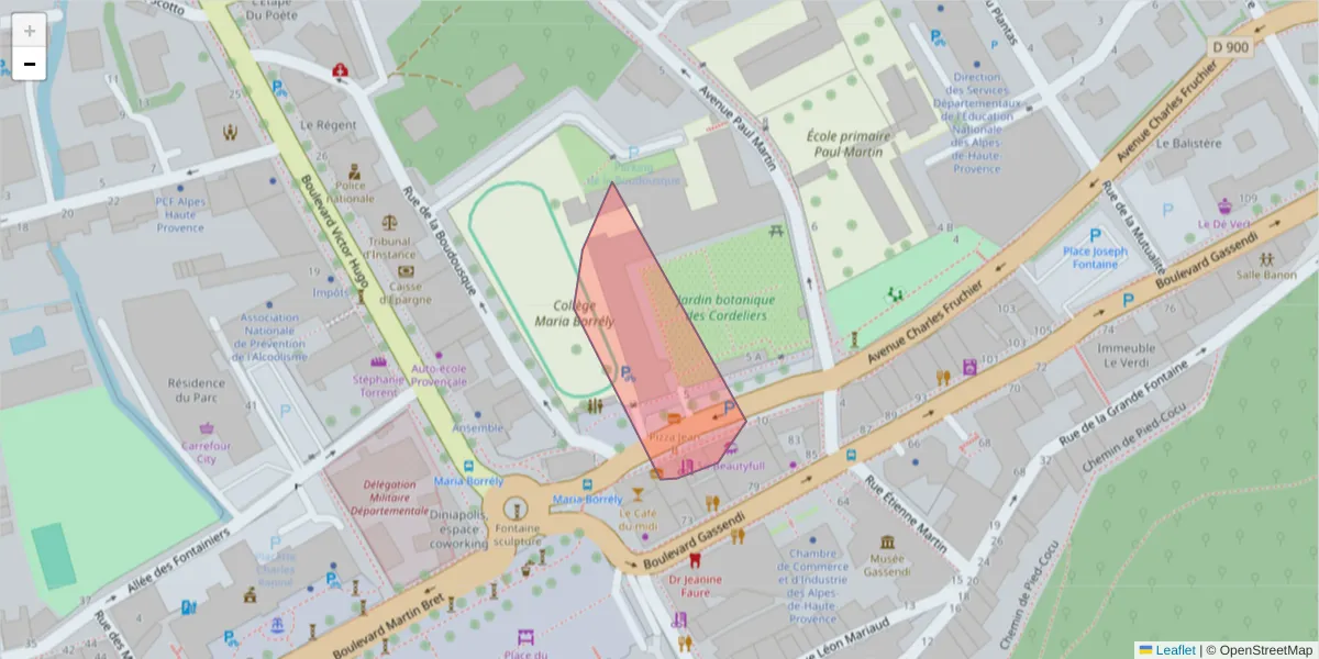 Carte de la zone du code postal  et des codes postaux voisins en France