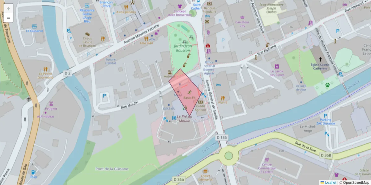 Carte de la zone du code postal  et des codes postaux voisins en France