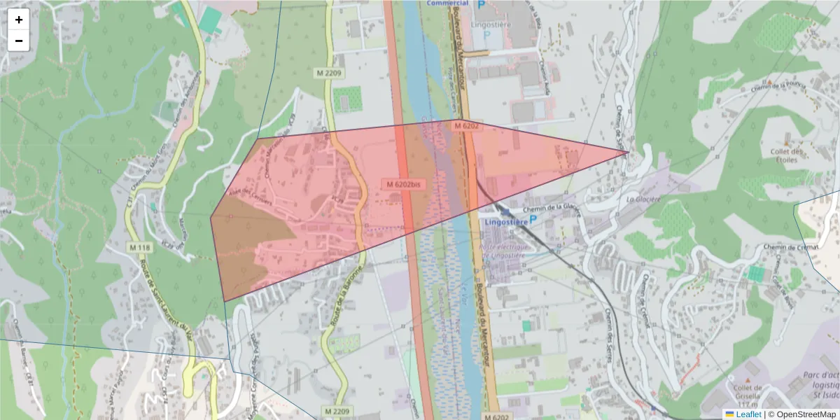 Carte de la zone du code postal  et des codes postaux voisins en France