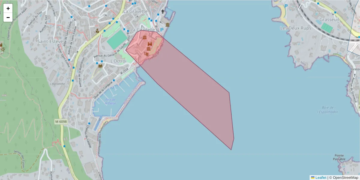 Carte de la zone du code postal  et des codes postaux voisins en France