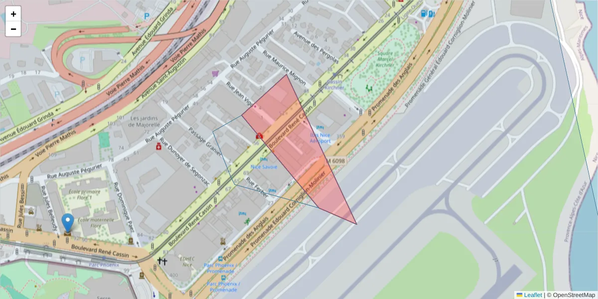 Carte de la zone du code postal  et des codes postaux voisins en France