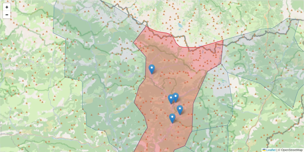 Carte de la zone du code postal  et des codes postaux voisins en France