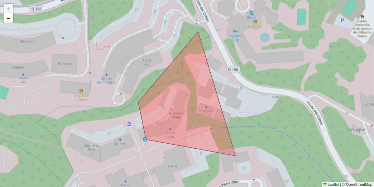 Carte de la zone du code postal  et des codes postaux voisins en France