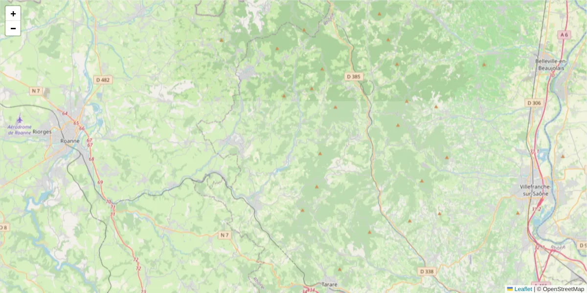 Carte de la zone du code postal  et des codes postaux voisins en France