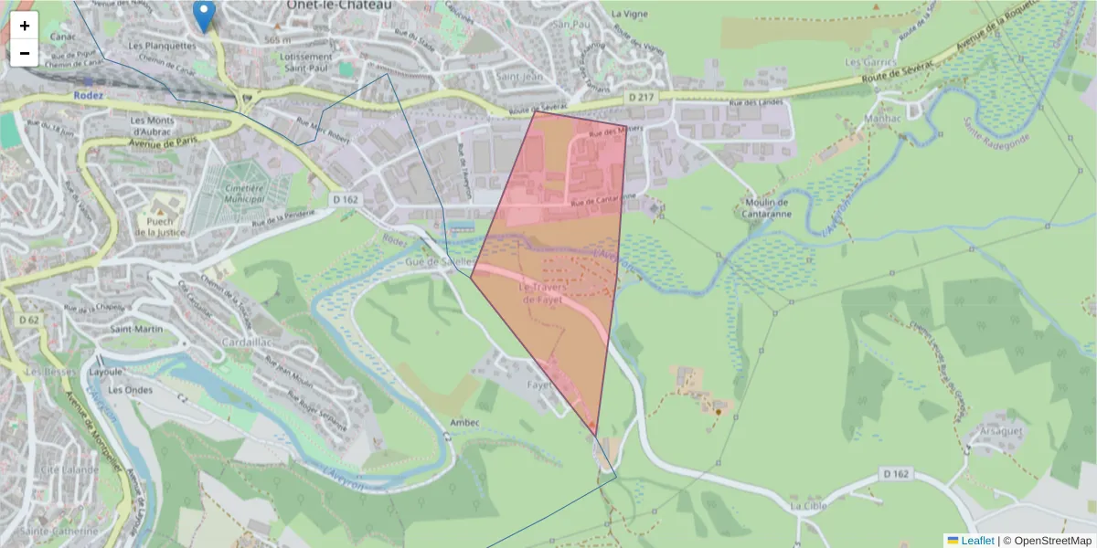 Carte de la zone du code postal  et des codes postaux voisins en France