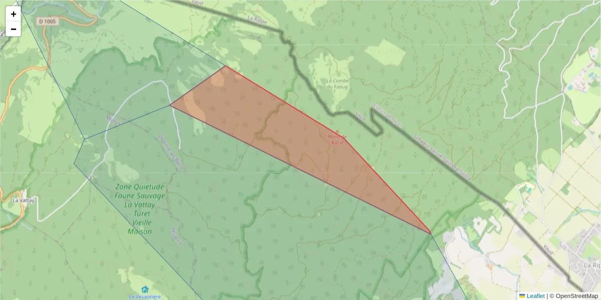 Carte de la zone du code postal  et des codes postaux voisins en France