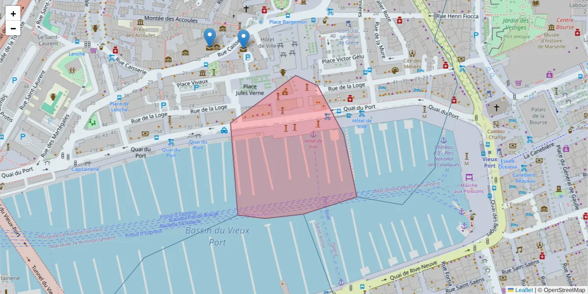 Carte de la zone du code postal  et des codes postaux voisins en France