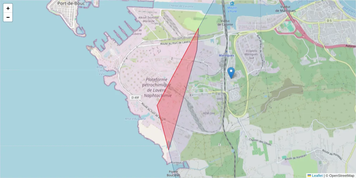 Carte de la zone du code postal  et des codes postaux voisins en France