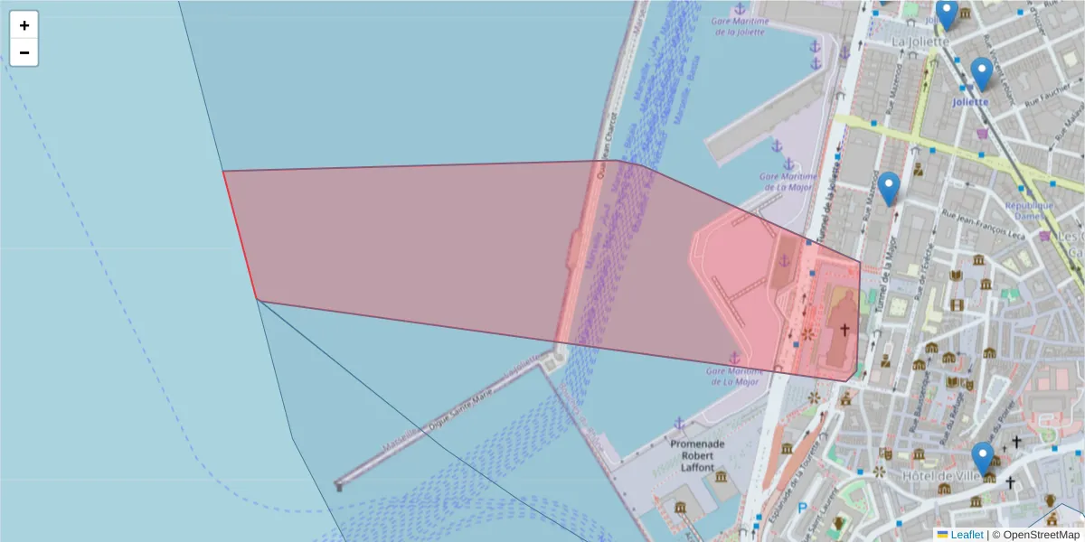 Carte de la zone du code postal  et des codes postaux voisins en France