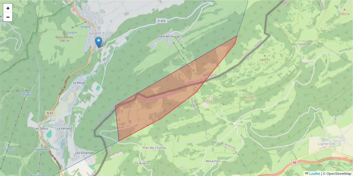 Carte de la zone du code postal  et des codes postaux voisins en France
