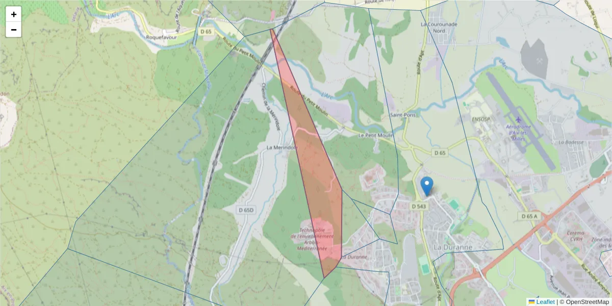 Carte de la zone du code postal  et des codes postaux voisins en France