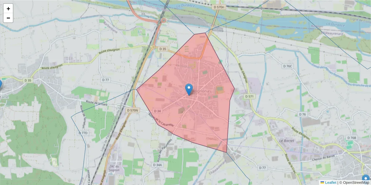 Carte de la zone du code postal  et des codes postaux voisins en France