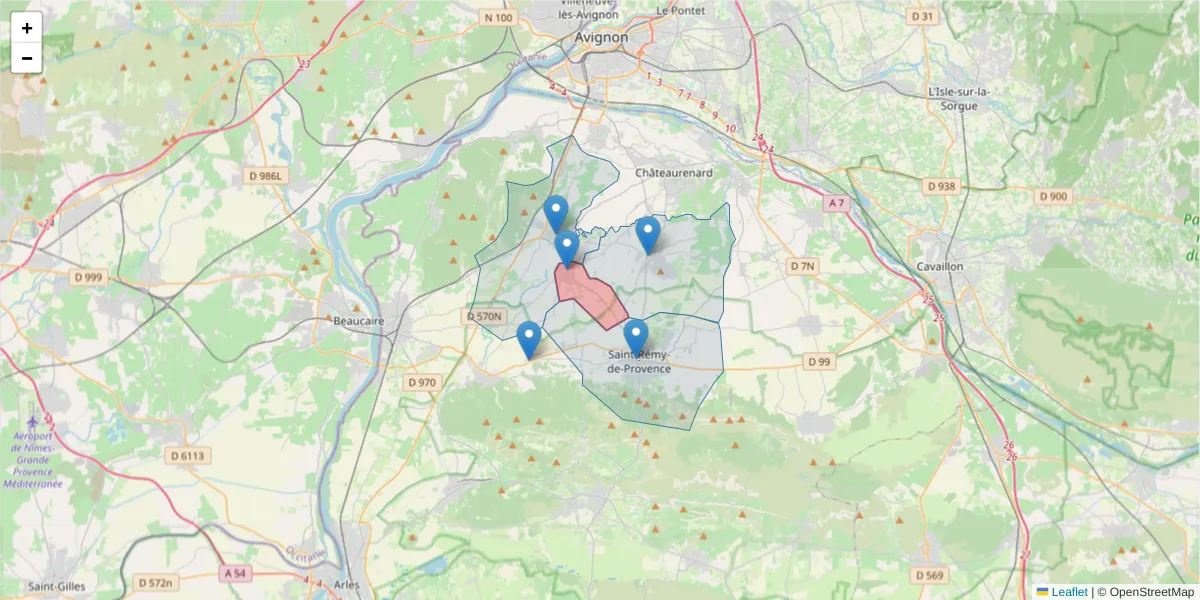Carte de la zone du code postal  et des codes postaux voisins en France