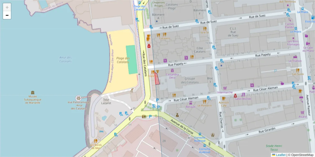 Carte de la zone du code postal  et des codes postaux voisins en France
