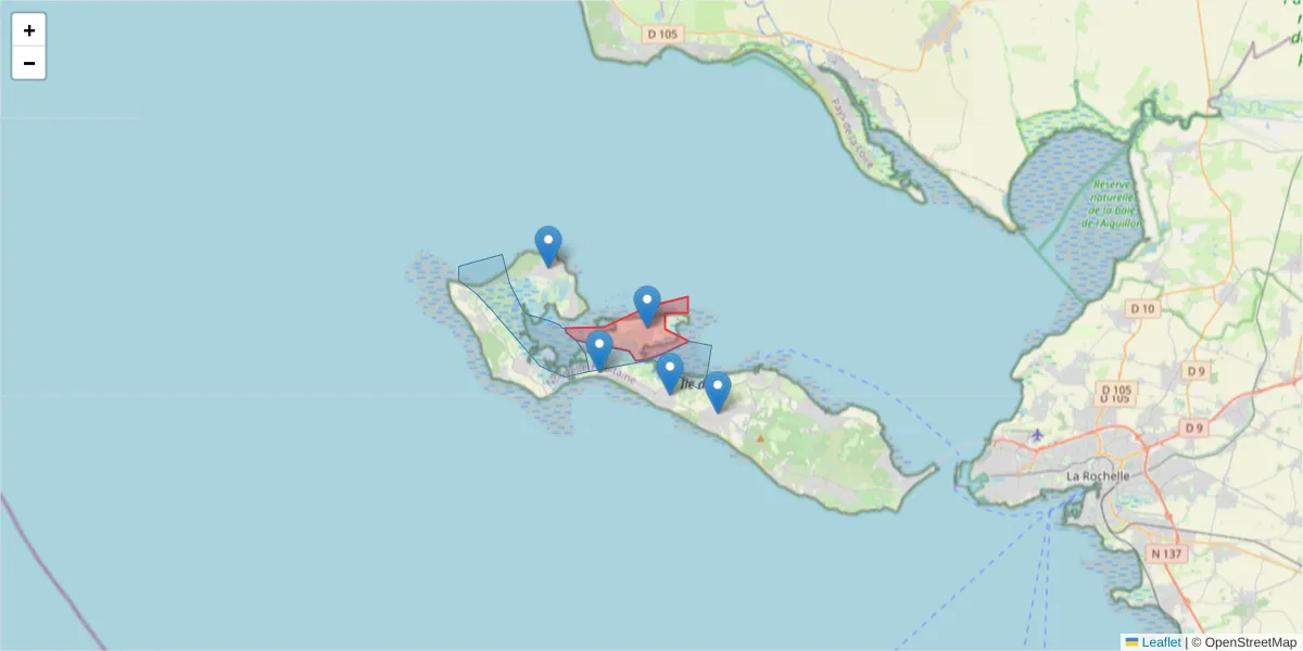 Carte de la zone du code postal  et des codes postaux voisins en France
