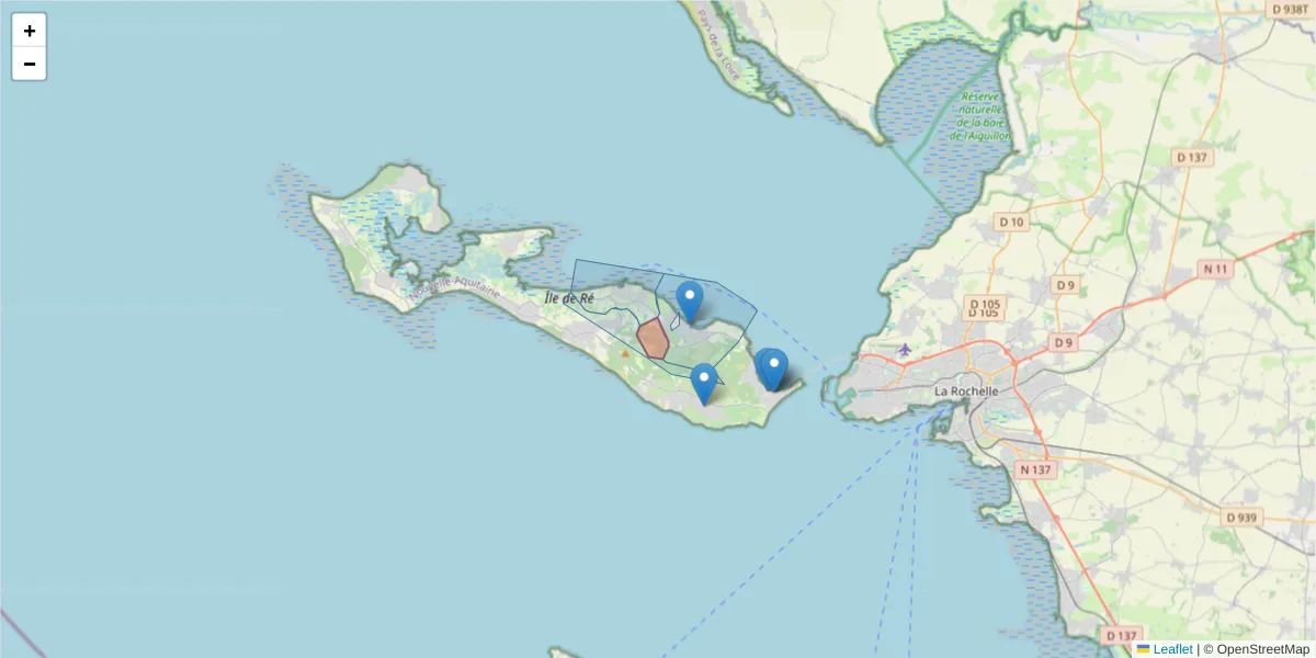Carte de la zone du code postal  et des codes postaux voisins en France