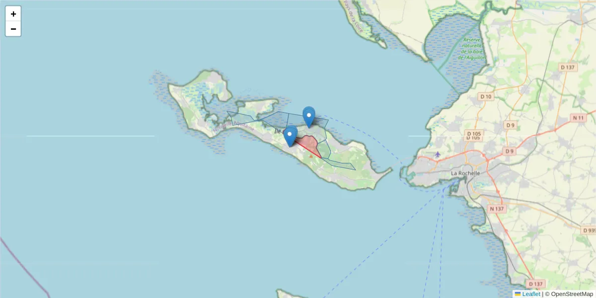 Carte de la zone du code postal  et des codes postaux voisins en France