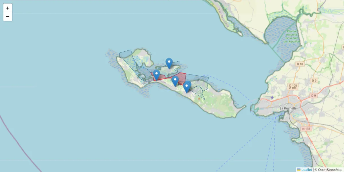 Carte de la zone du code postal  et des codes postaux voisins en France