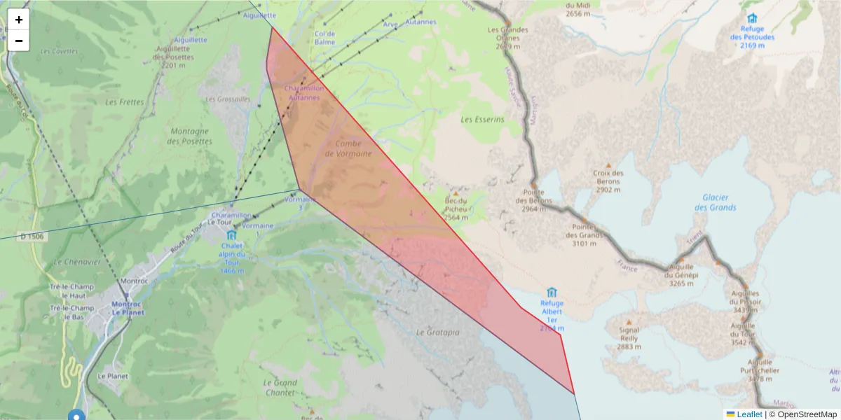 Carte de la zone du code postal  et des codes postaux voisins en France