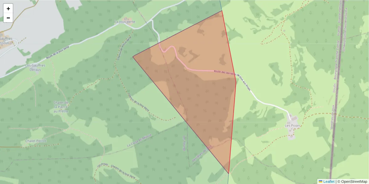 Carte de la zone du code postal  et des codes postaux voisins en France
