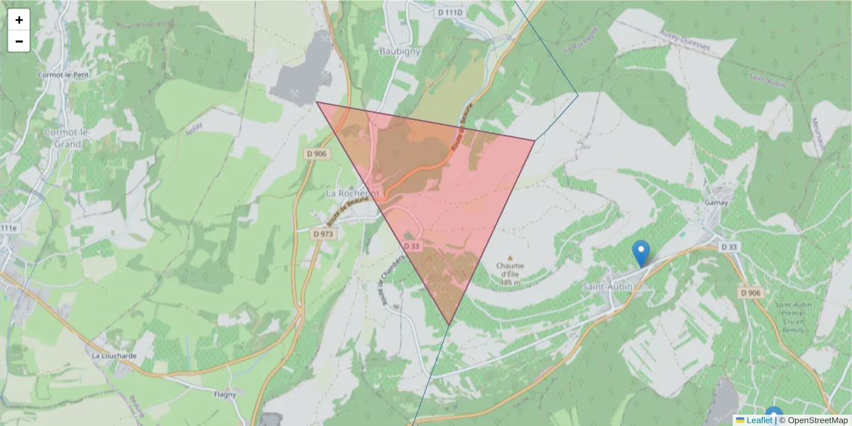Carte de la zone du code postal  et des codes postaux voisins en France