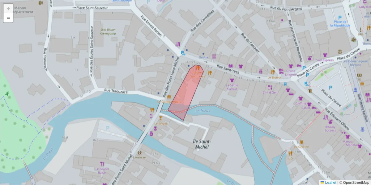 Carte de la zone du code postal  et des codes postaux voisins en France