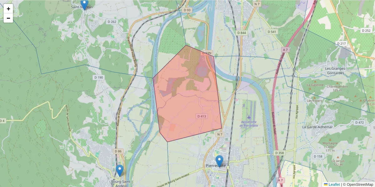 Carte de la zone du code postal  et des codes postaux voisins en France
