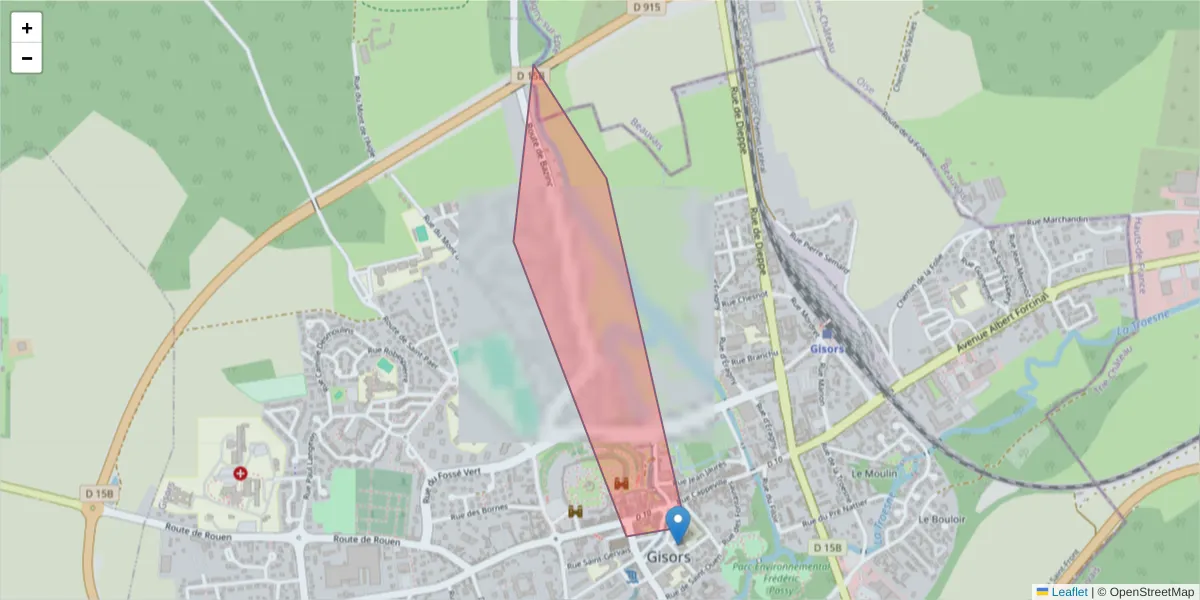 Carte de la zone du code postal  et des codes postaux voisins en France