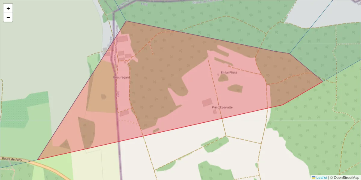 Carte de la zone du code postal  et des codes postaux voisins en France