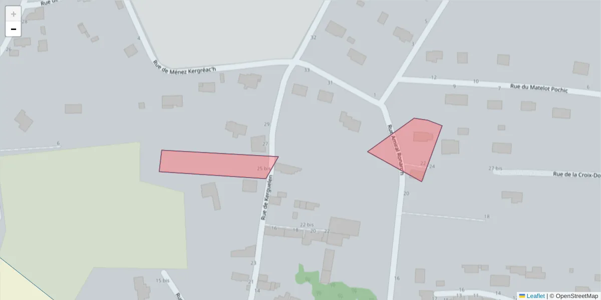 Carte de la zone du code postal  et des codes postaux voisins en France