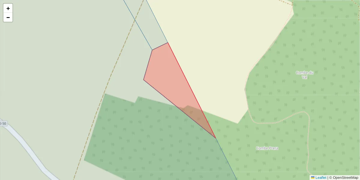 Carte de la zone du code postal  et des codes postaux voisins en France