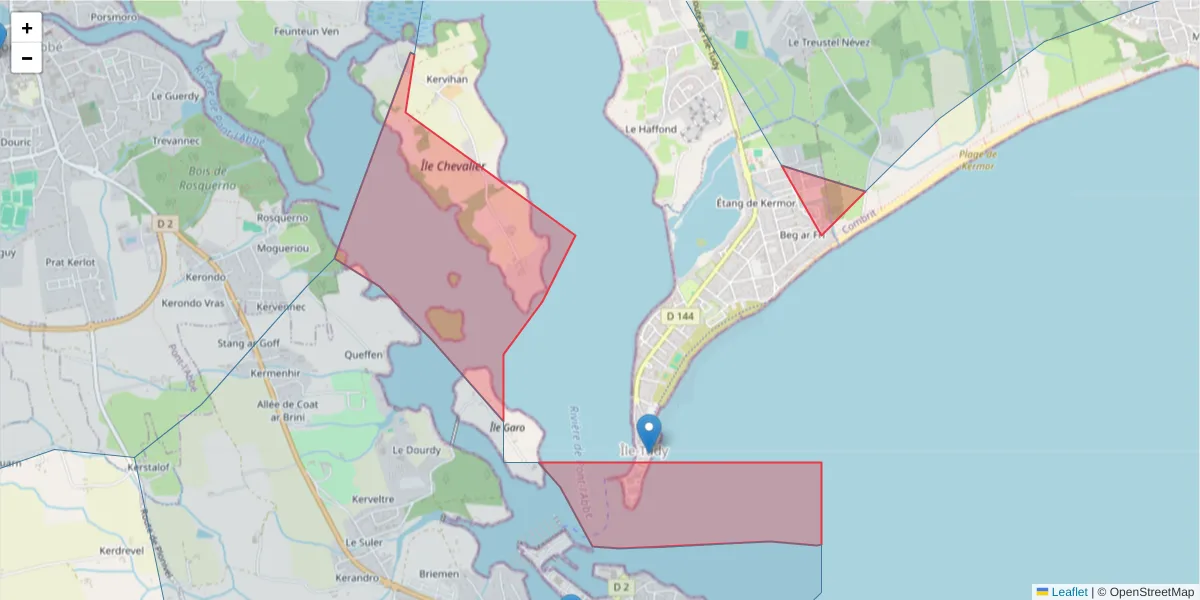Carte de la zone du code postal  et des codes postaux voisins en France