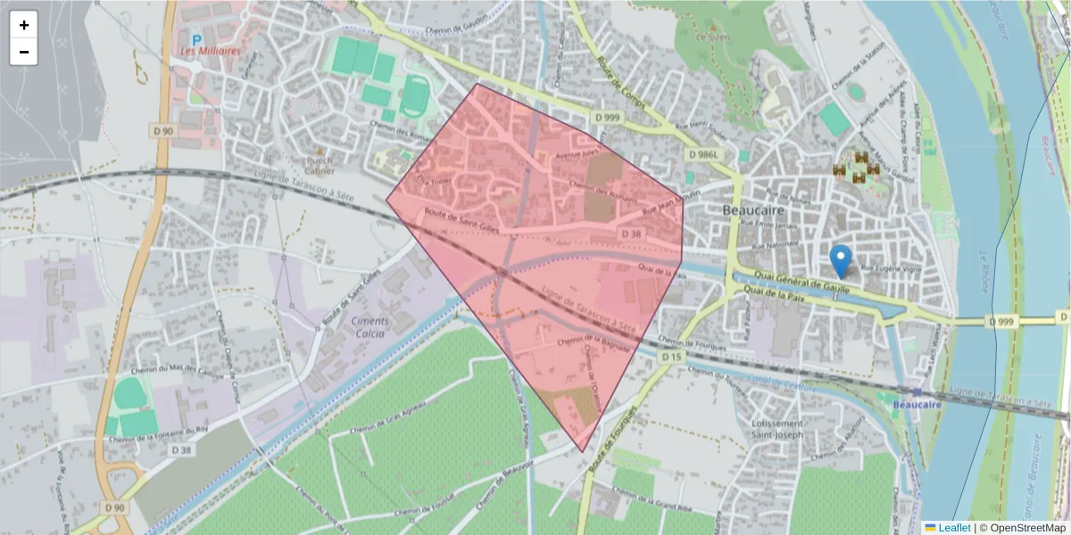Carte de la zone du code postal  et des codes postaux voisins en France