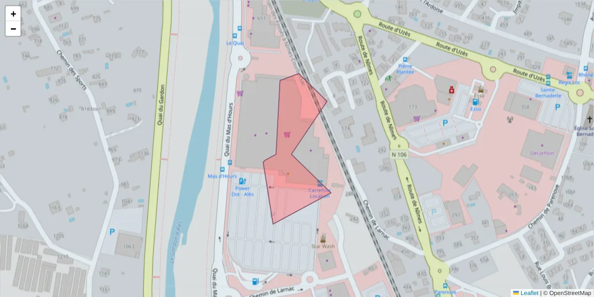 Carte de la zone du code postal  et des codes postaux voisins en France