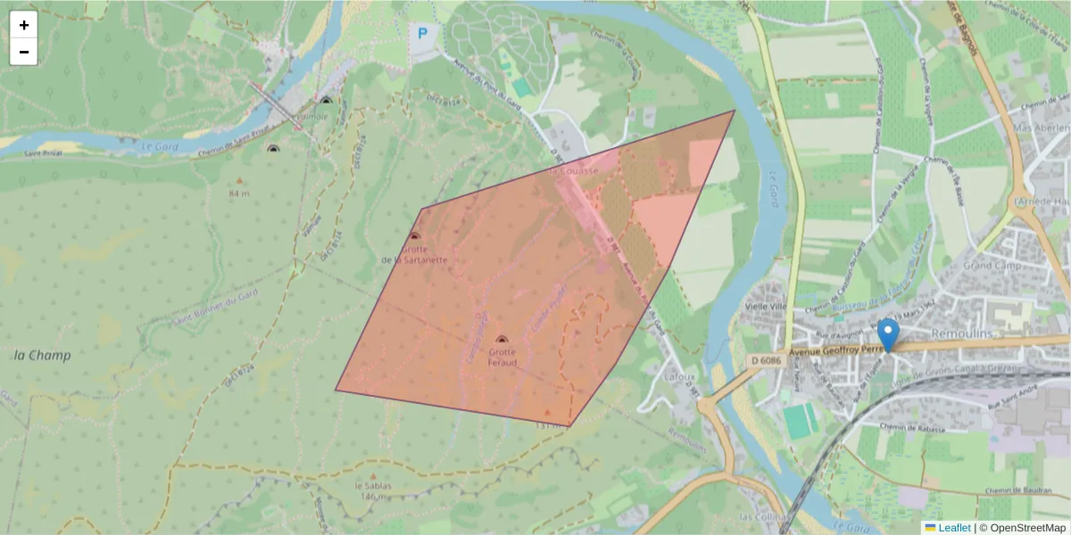 Carte de la zone du code postal  et des codes postaux voisins en France