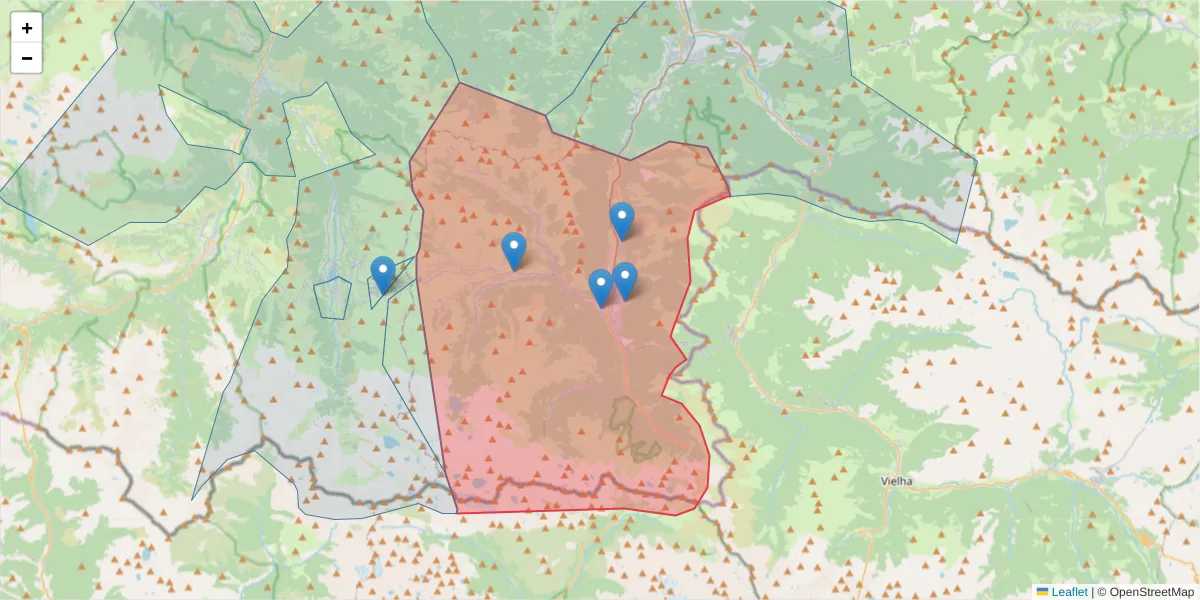 Carte de la zone du code postal  et des codes postaux voisins en France