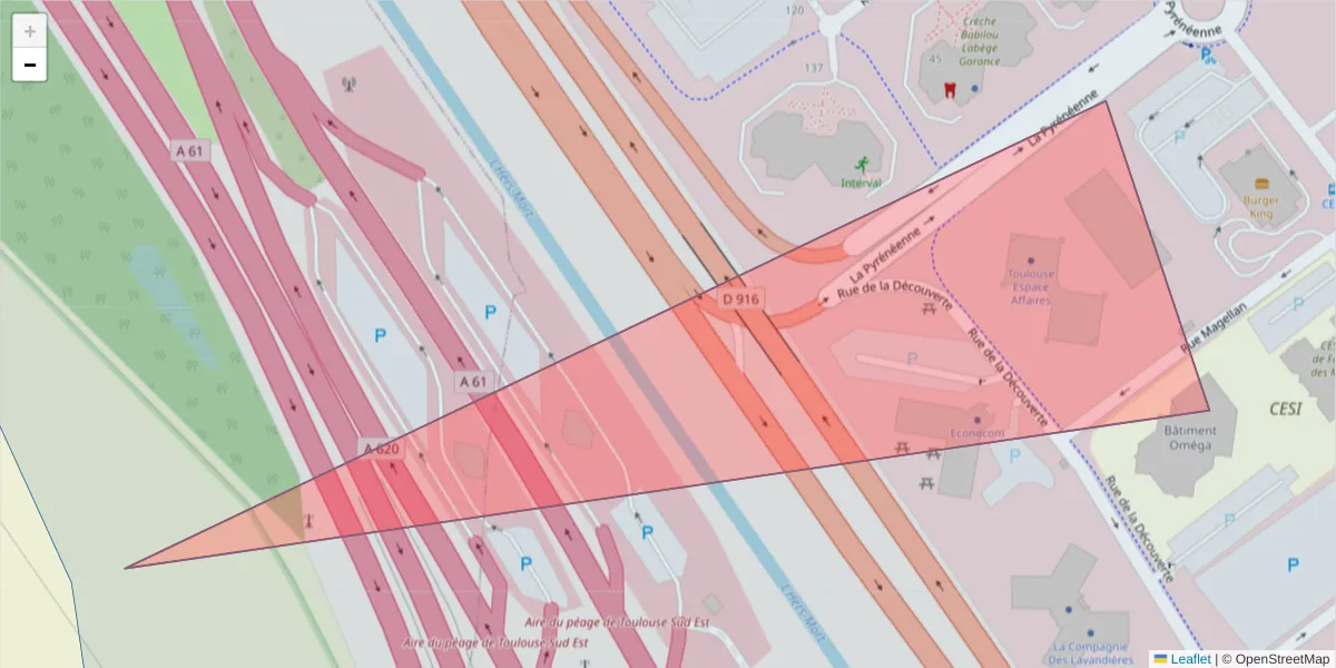 Carte de la zone du code postal  et des codes postaux voisins en France
