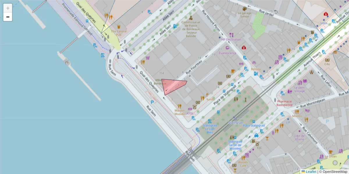 Carte de la zone du code postal  et des codes postaux voisins en France