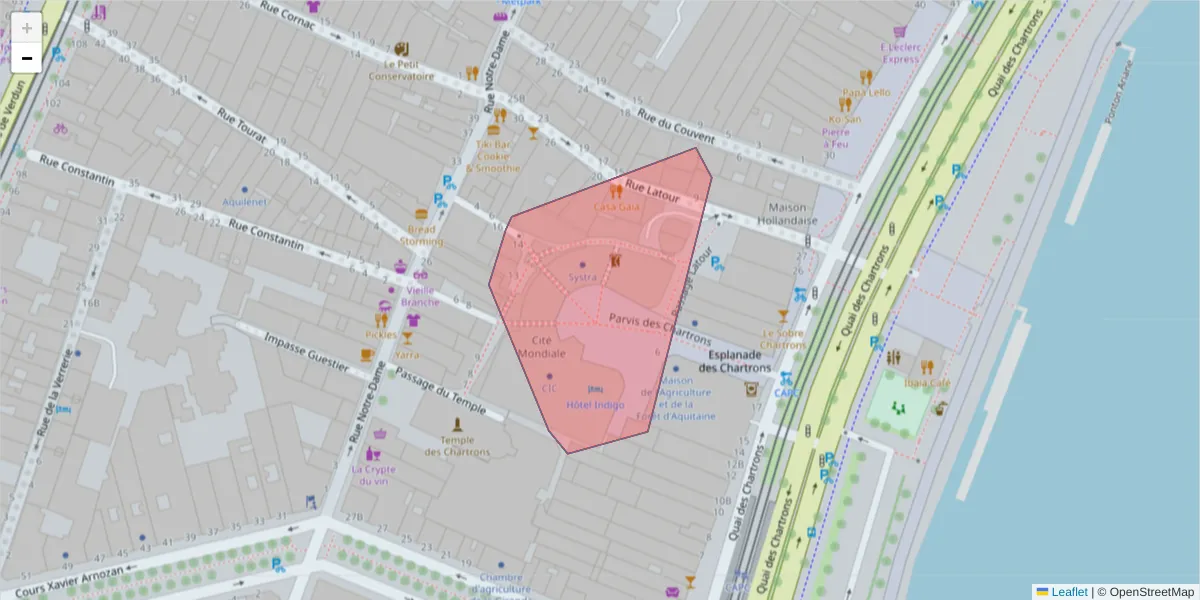 Carte de la zone du code postal  et des codes postaux voisins en France