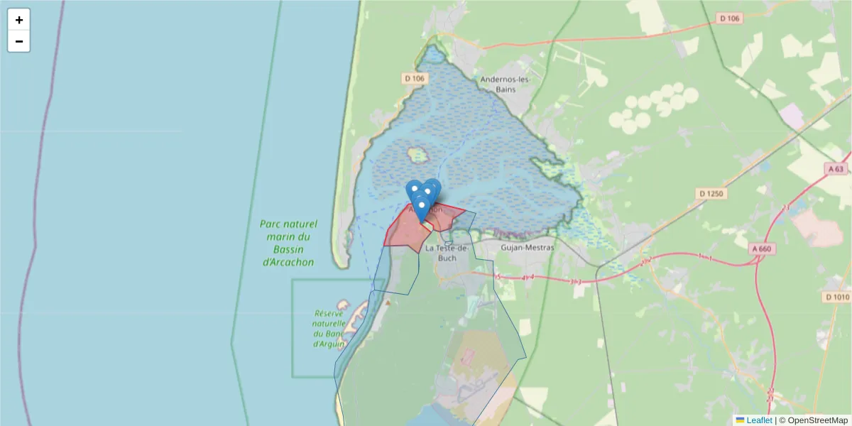 Carte de la zone du code postal  et des codes postaux voisins en France