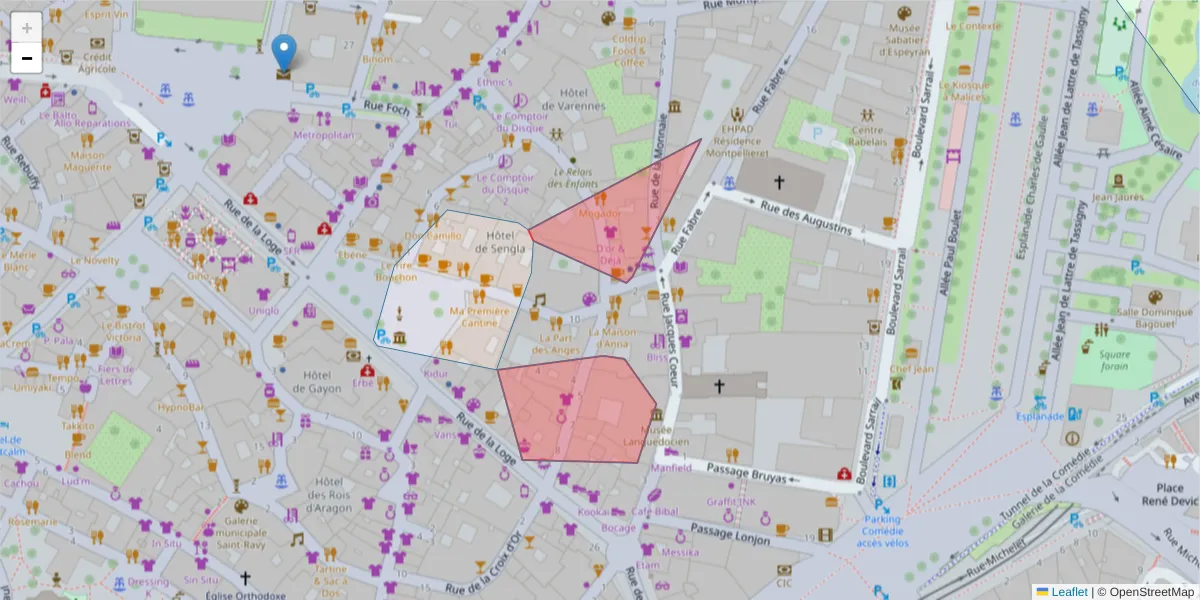Carte de la zone du code postal  et des codes postaux voisins en France