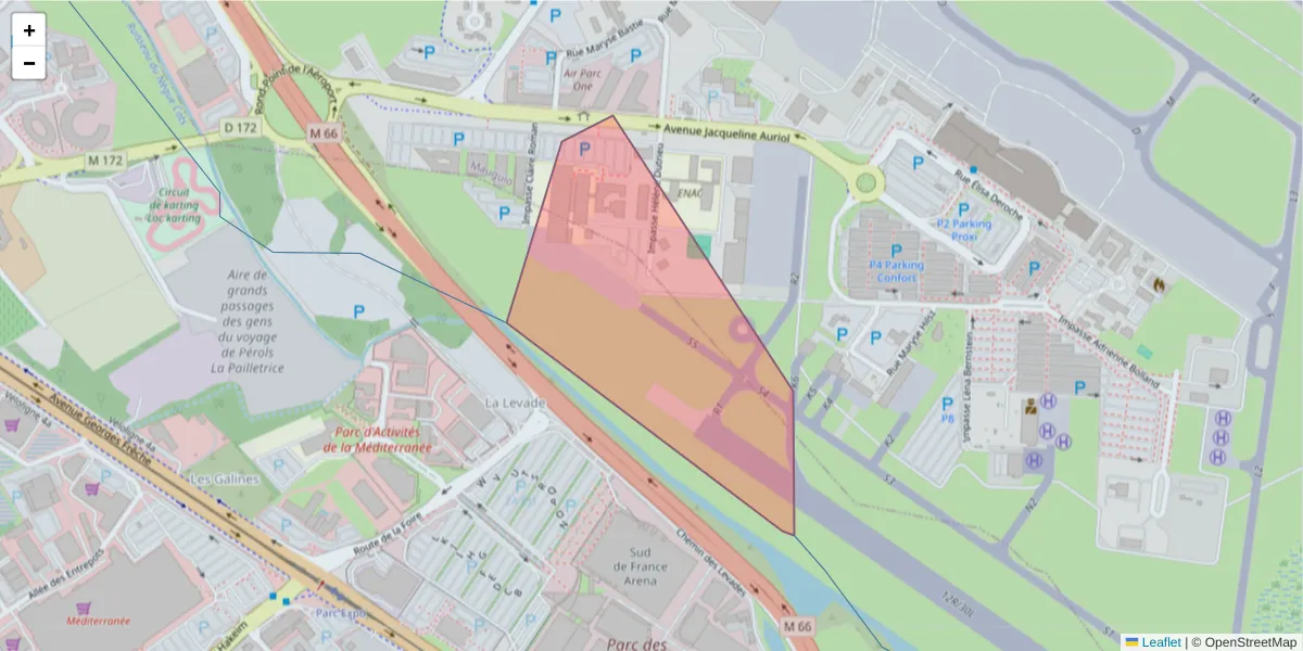 Carte de la zone du code postal  et des codes postaux voisins en France