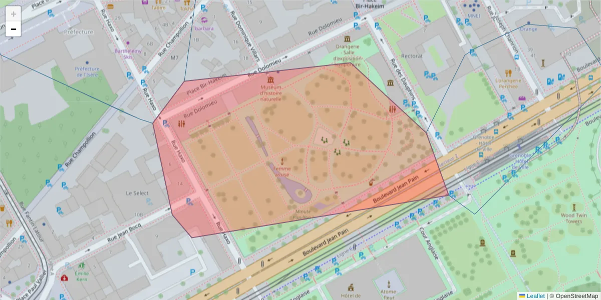 Carte de la zone du code postal  et des codes postaux voisins en France