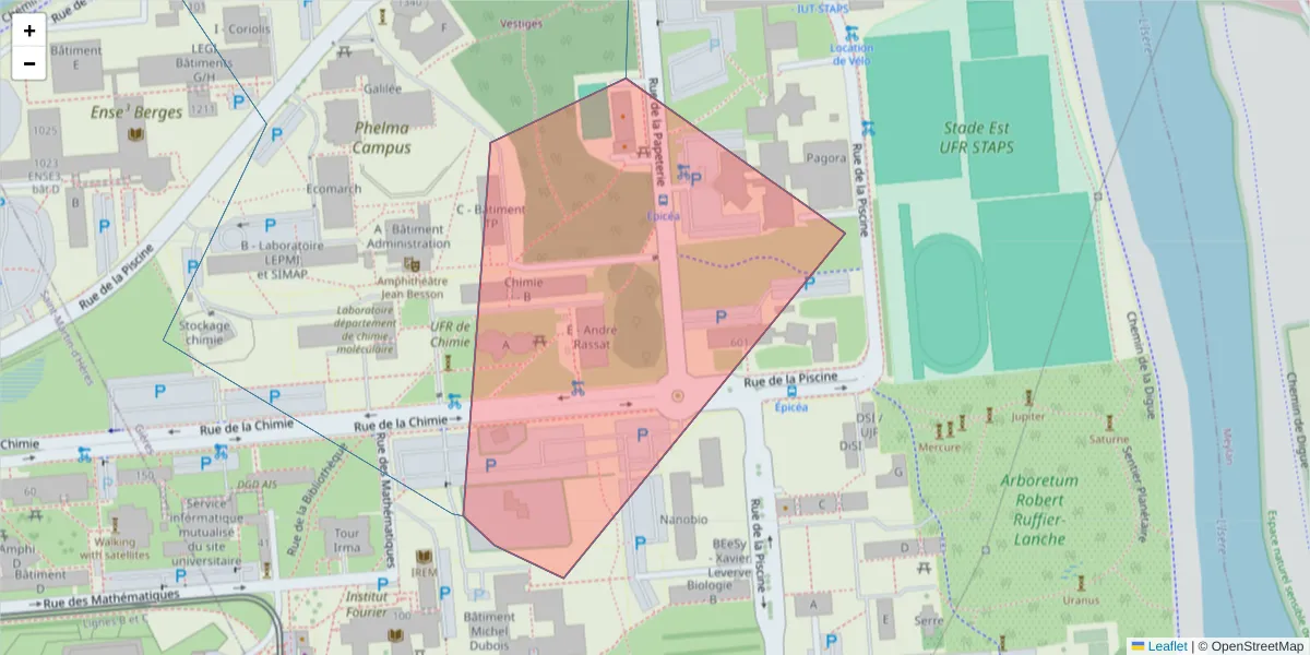 Carte de la zone du code postal  et des codes postaux voisins en France