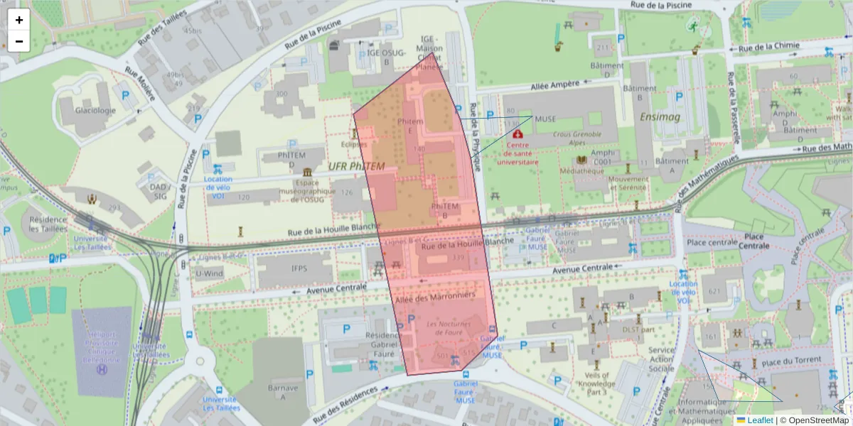 Carte de la zone du code postal  et des codes postaux voisins en France