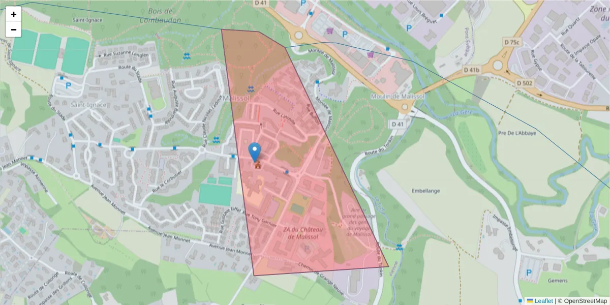 Carte de la zone du code postal  et des codes postaux voisins en France