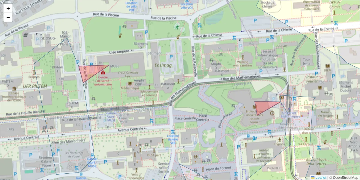 Carte de la zone du code postal  et des codes postaux voisins en France