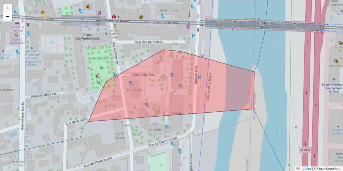 Carte de la zone du code postal  et des codes postaux voisins en France