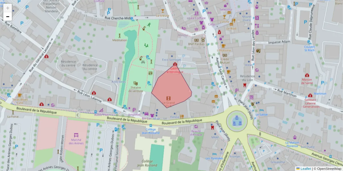 Carte de la zone du code postal  et des codes postaux voisins en France