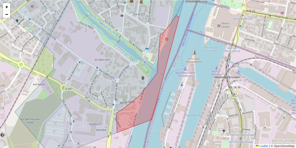 Carte de la zone du code postal  et des codes postaux voisins en France